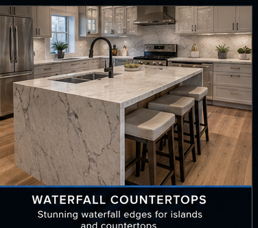 Waterfall countertop island